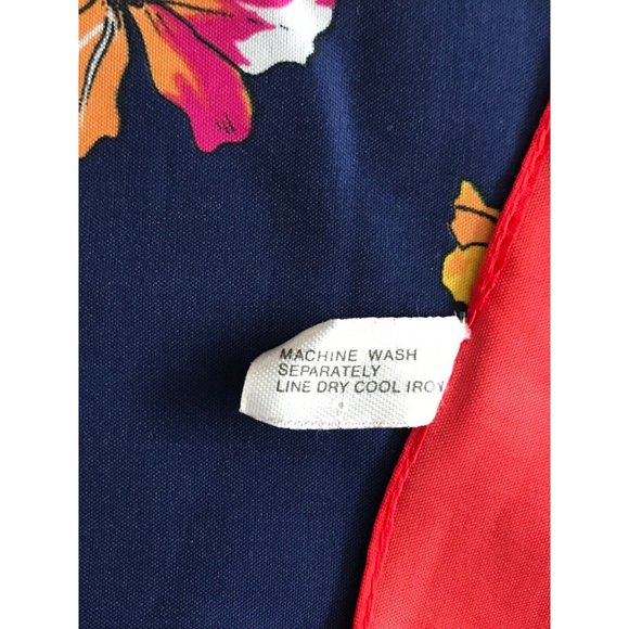 Vintage JP Collections Blue Red Floral Butterflies Scarf 30” x 31” - Picture 7 of 8